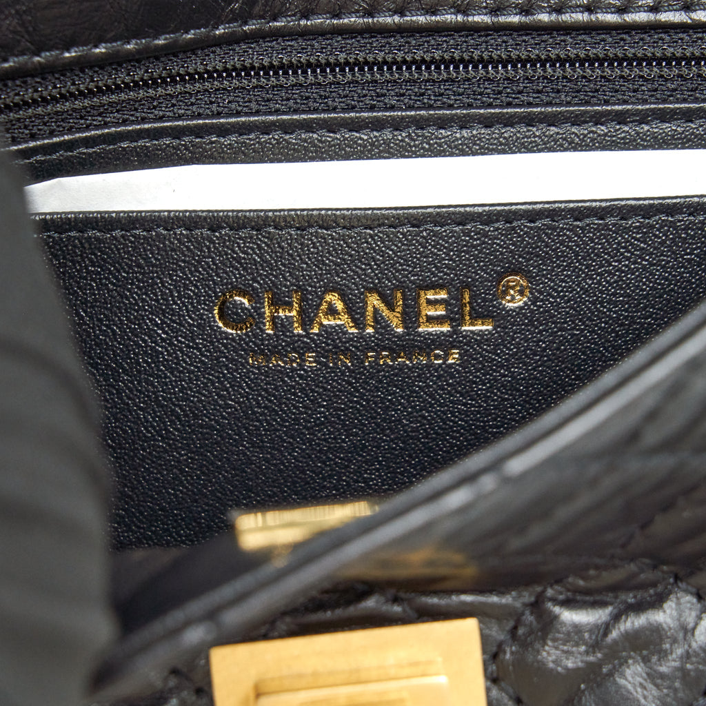 Chanel Mini 2.55 Reissue Flap Bag Aged Calfskin Black Brushed