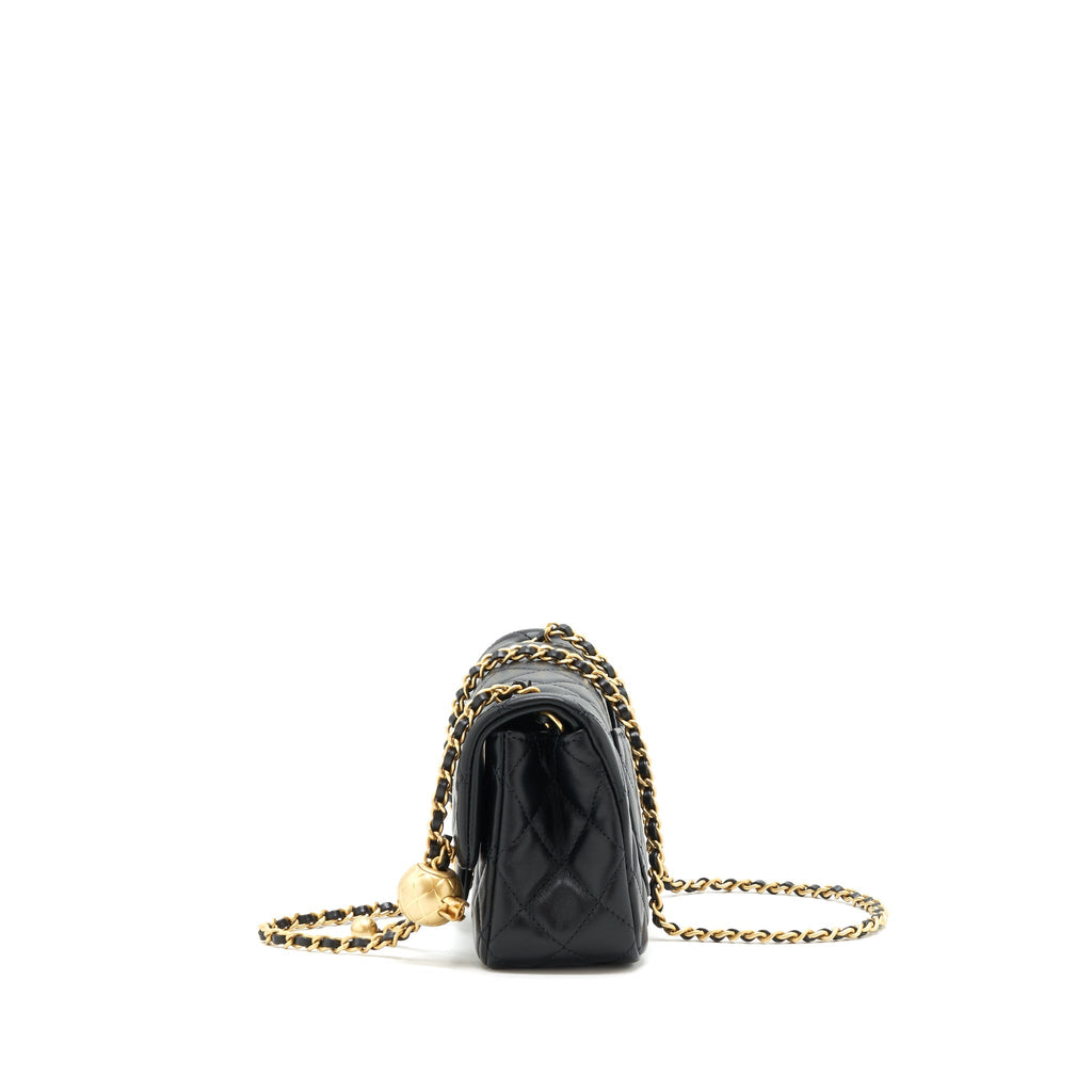 Chanel 22C pearl crush mini Rectangular Lambskin Black