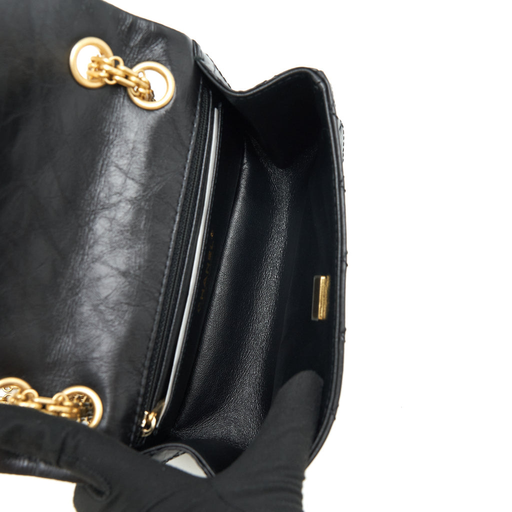 Chanel Mini 2.55 Reissue Flap Bag Aged Calfskin Black Brushed