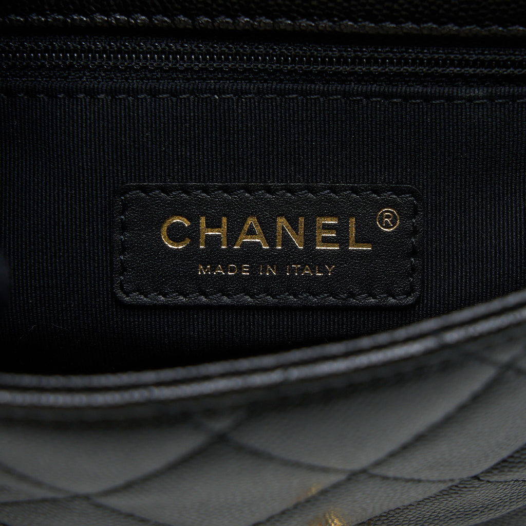 Chanel 23C Mini Flap Bag with CC Logo Chain Grained Calfskin Black  (Microchip)