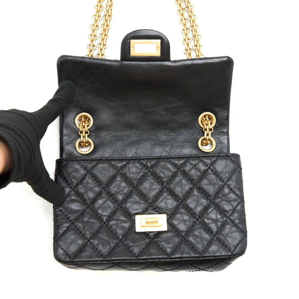 Chanel Mini 2.55 Reissue Flap Bag Aged Calfskin Black Brushed
