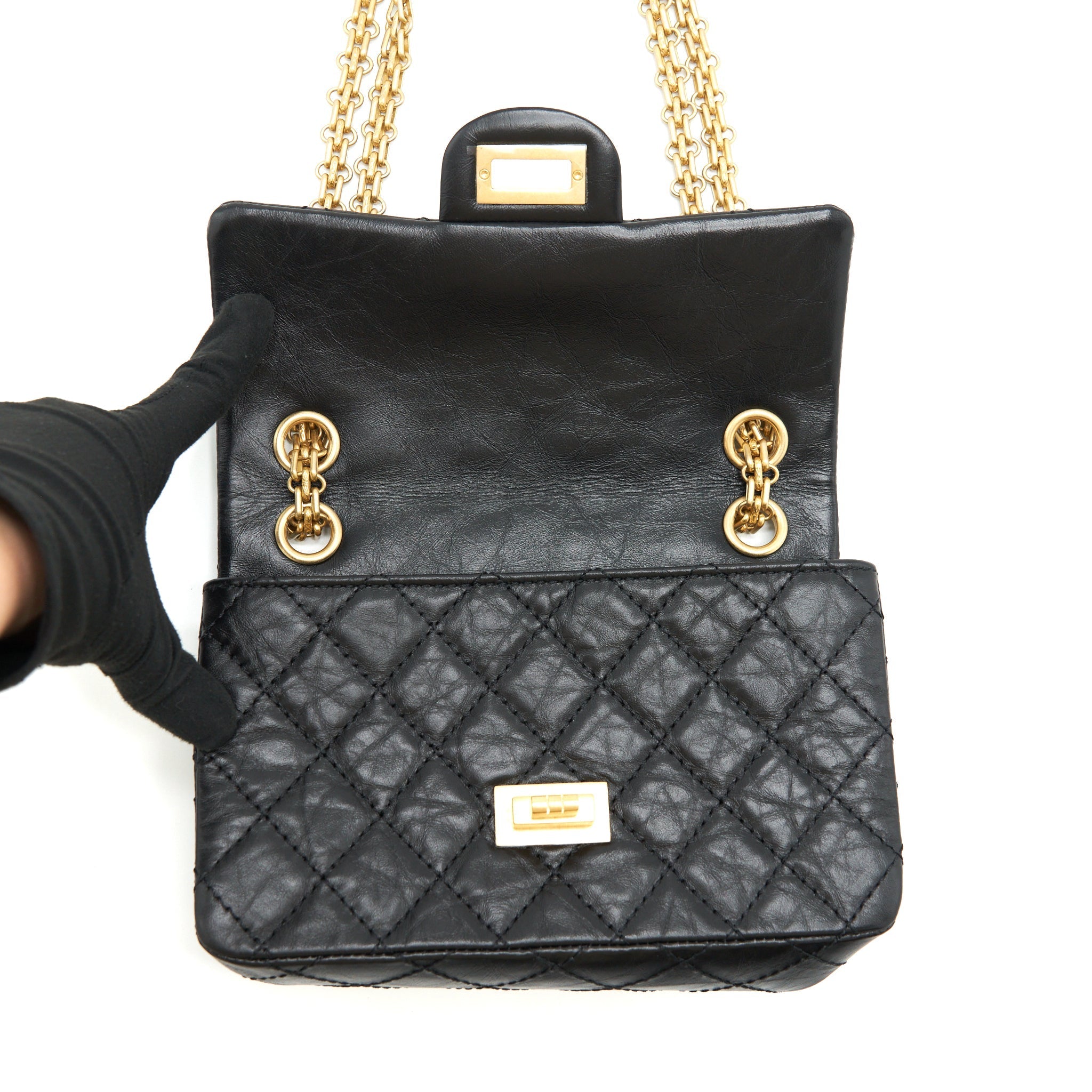 Chanel Mini 2.55 Reissue Flap Bag Aged Calfskin Black Brushed