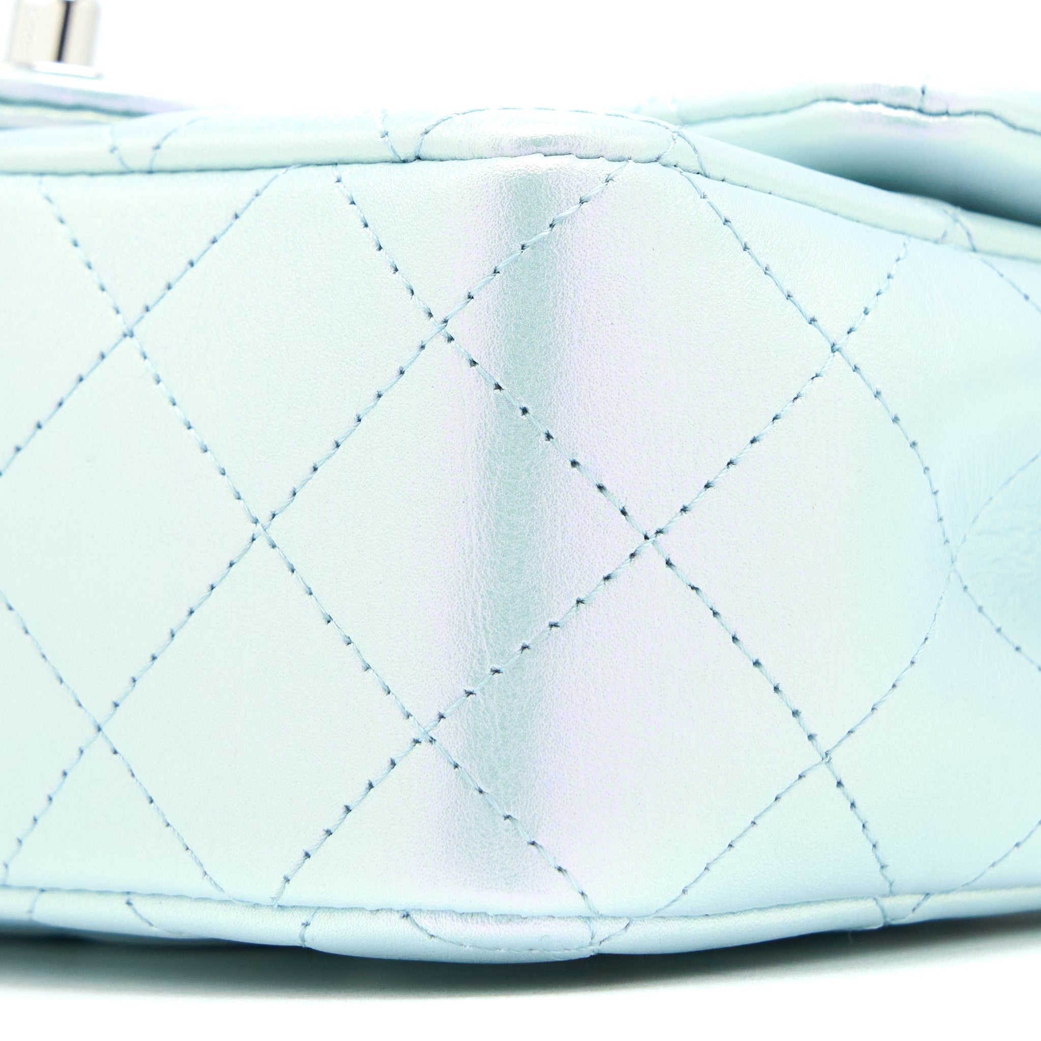 Chanel 21K Mini Rectangular Flap Bag Calfskin Iridescent Light Blue  (Microchip)