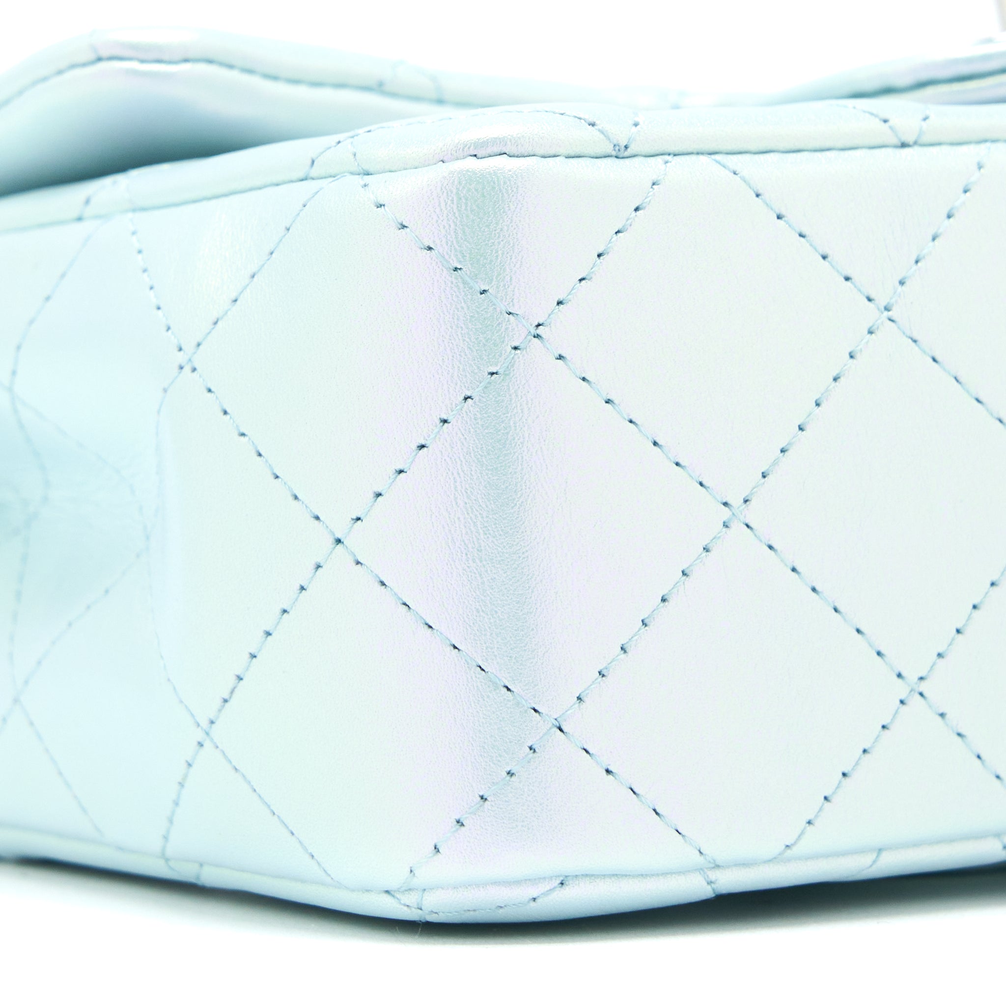 Chanel 21K Mini Rectangular Flap Bag Calfskin Iridescent Light Blue  (Microchip)