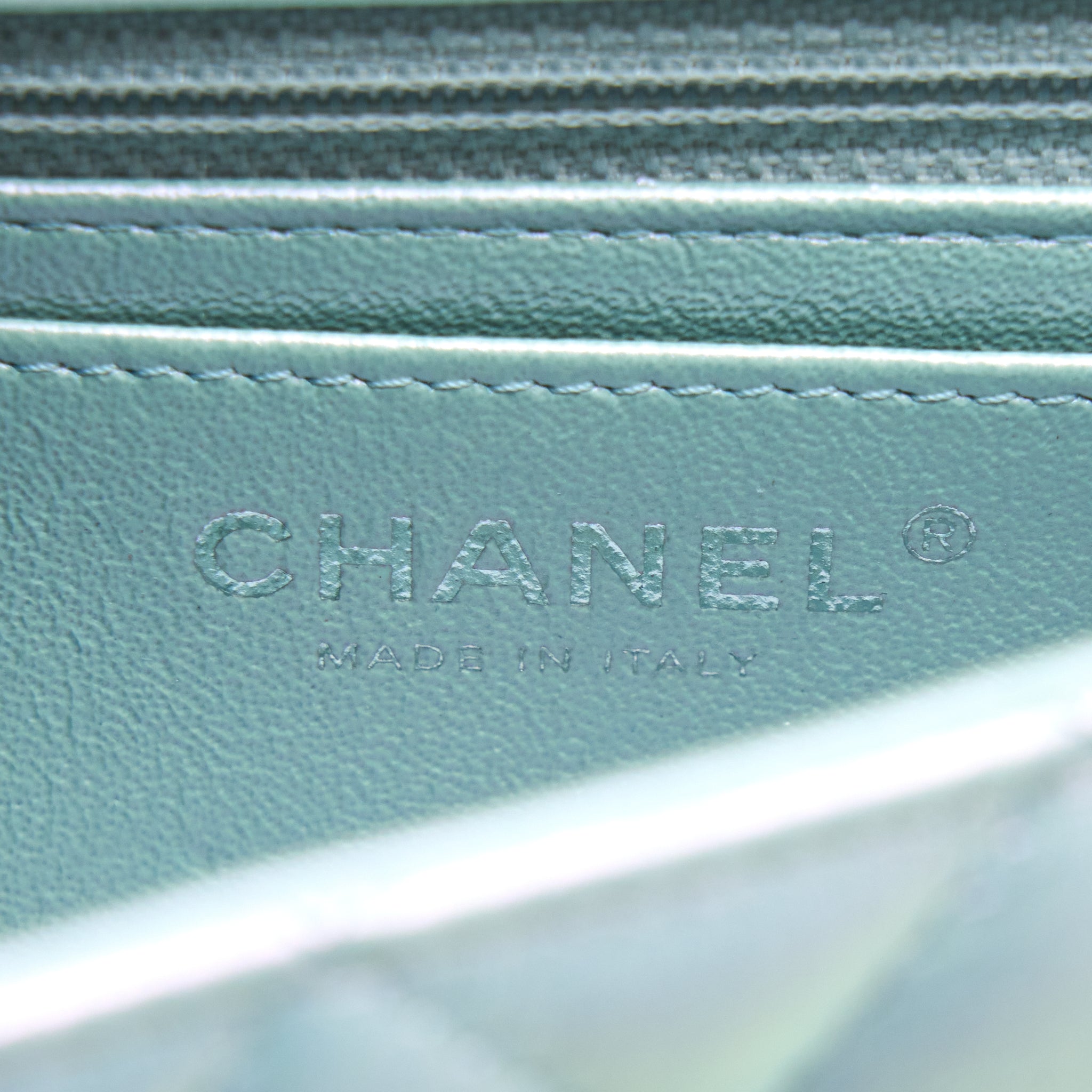 Chanel 21K Mini Rectangular Flap Bag Calfskin Iridescent Light Blue  (Microchip)
