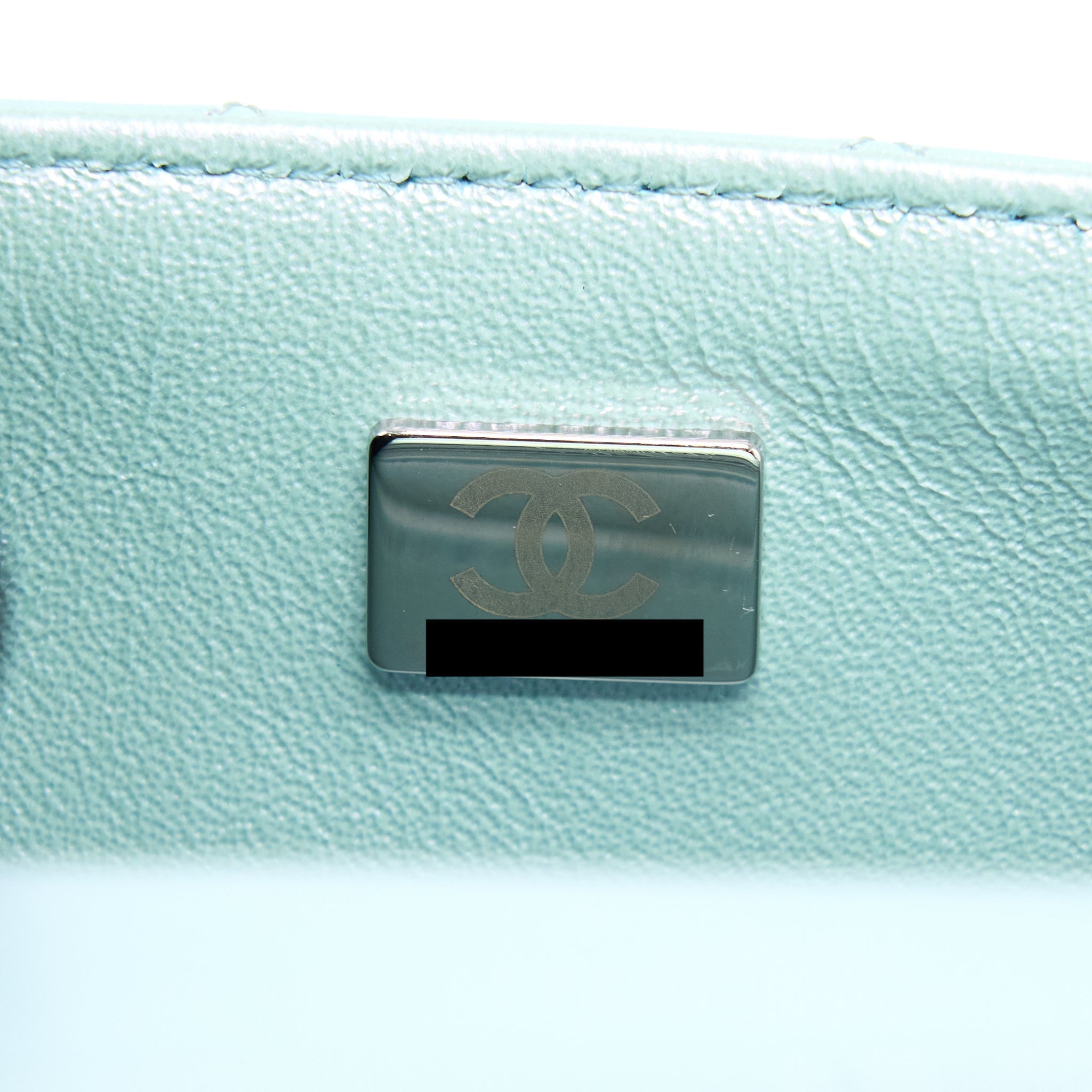 Chanel 21K Mini Rectangular Flap Bag Calfskin Iridescent Light Blue  (Microchip)