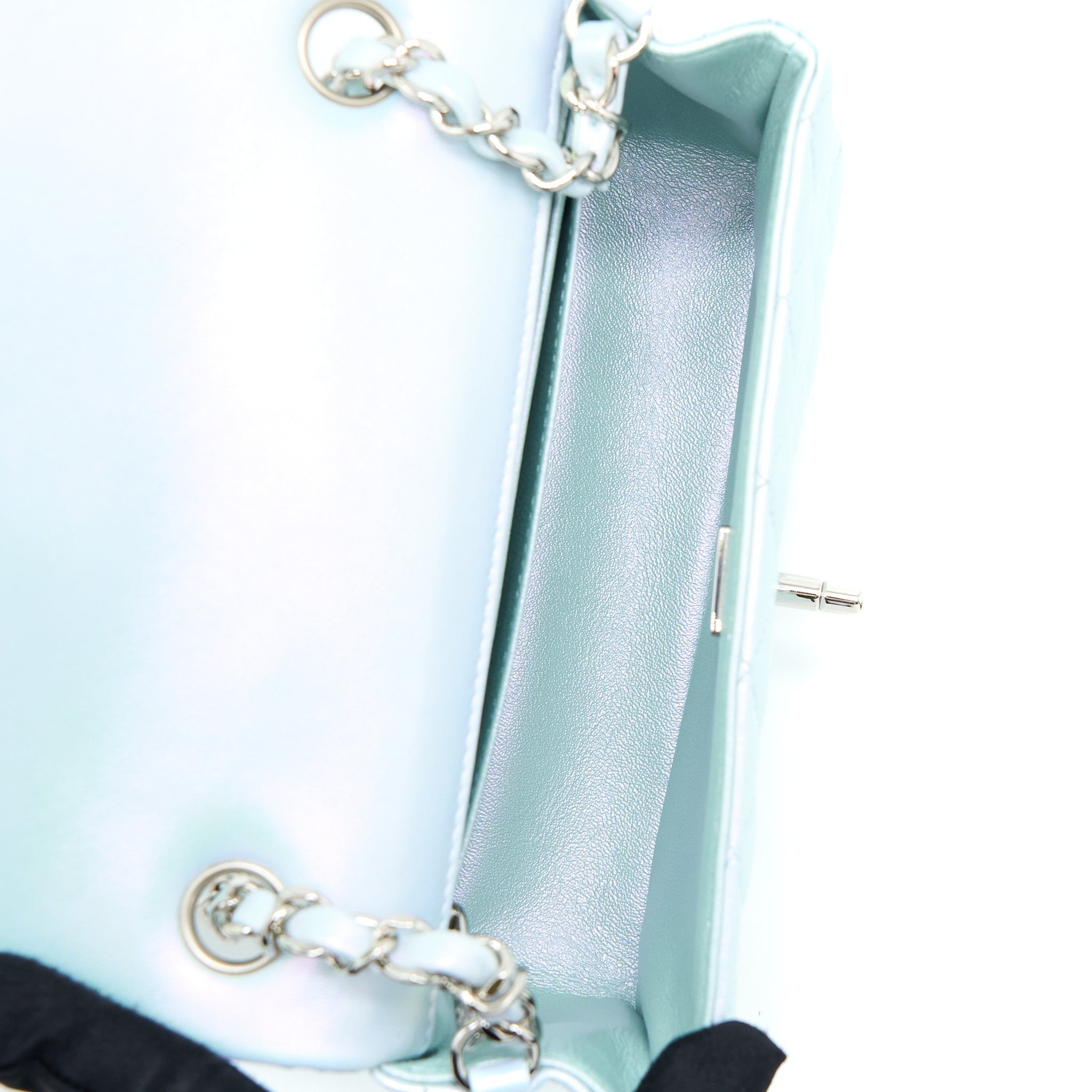 Chanel 21K Mini Rectangular Flap Bag Calfskin Iridescent Light Blue  (Microchip)