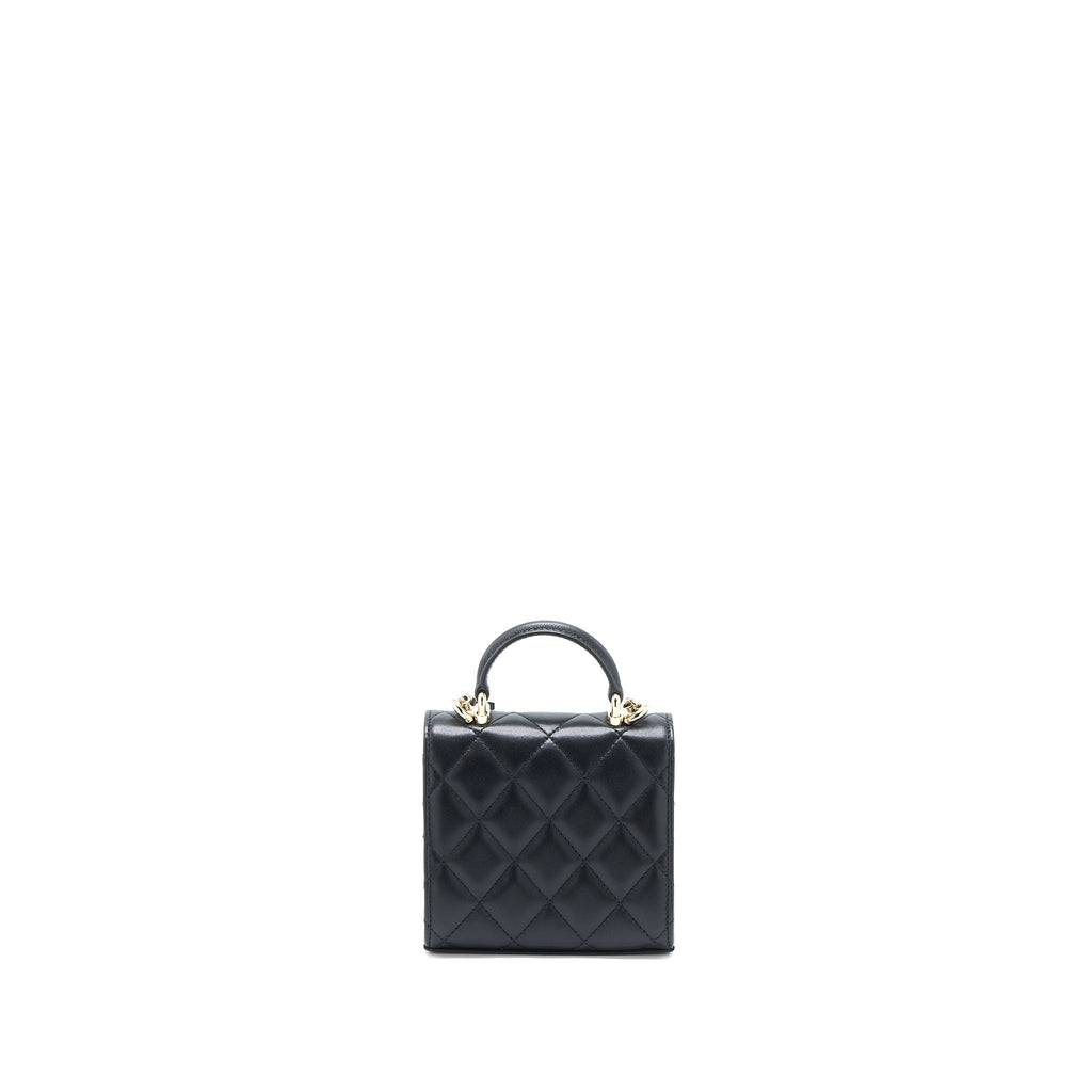 Chanel Top Handle Mini Flap Chain Bag Lambskin Black L