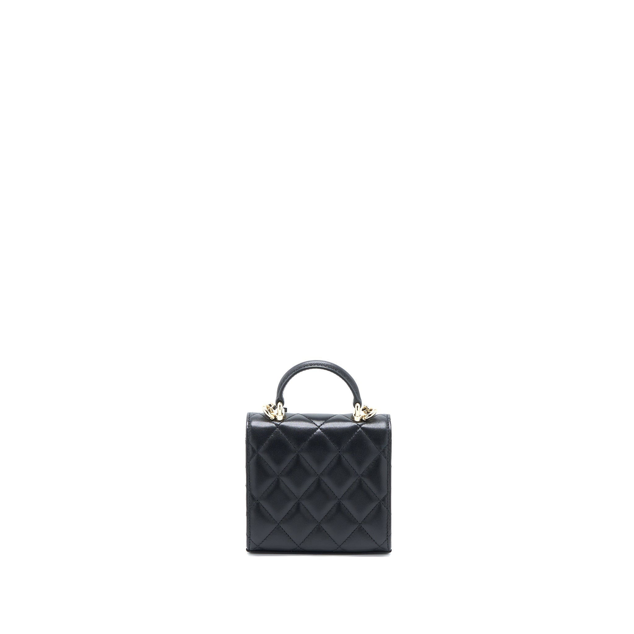 Chanel Top Handle Mini Flap Chain Bag Lambskin Black L