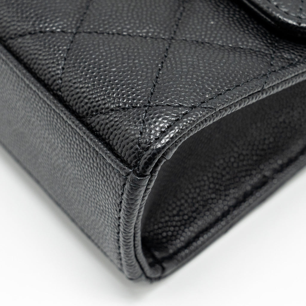 Chanel Top Handle Mini Flap Bag with Chain caviar black L (microchip)