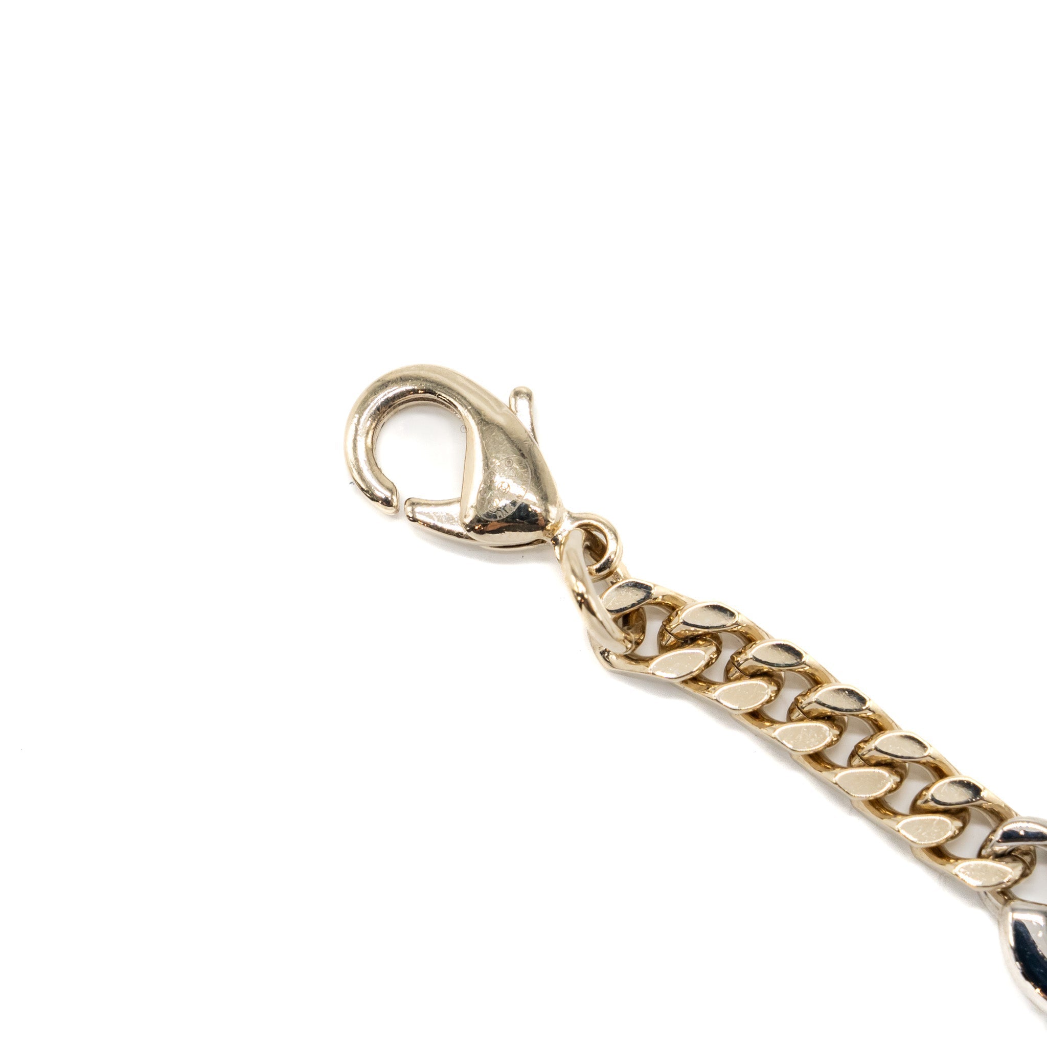 Chanel CC logo Bracelet Crystal Light Gold Tone