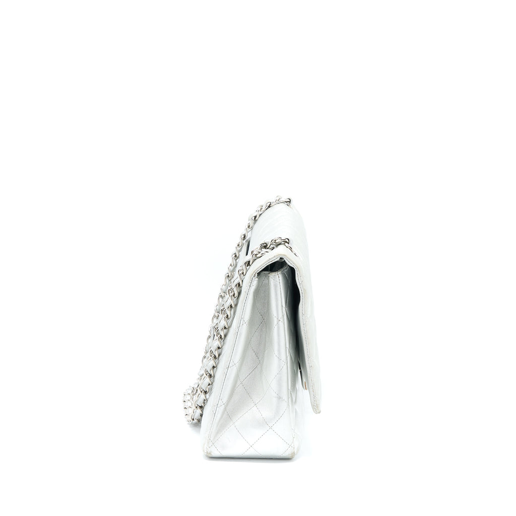 Chanel Maxi Classic Single Flap Bag Lambskin Silver