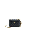 Chanel 22A Pearl Crush Long Vanity With Chain Lambskin Black