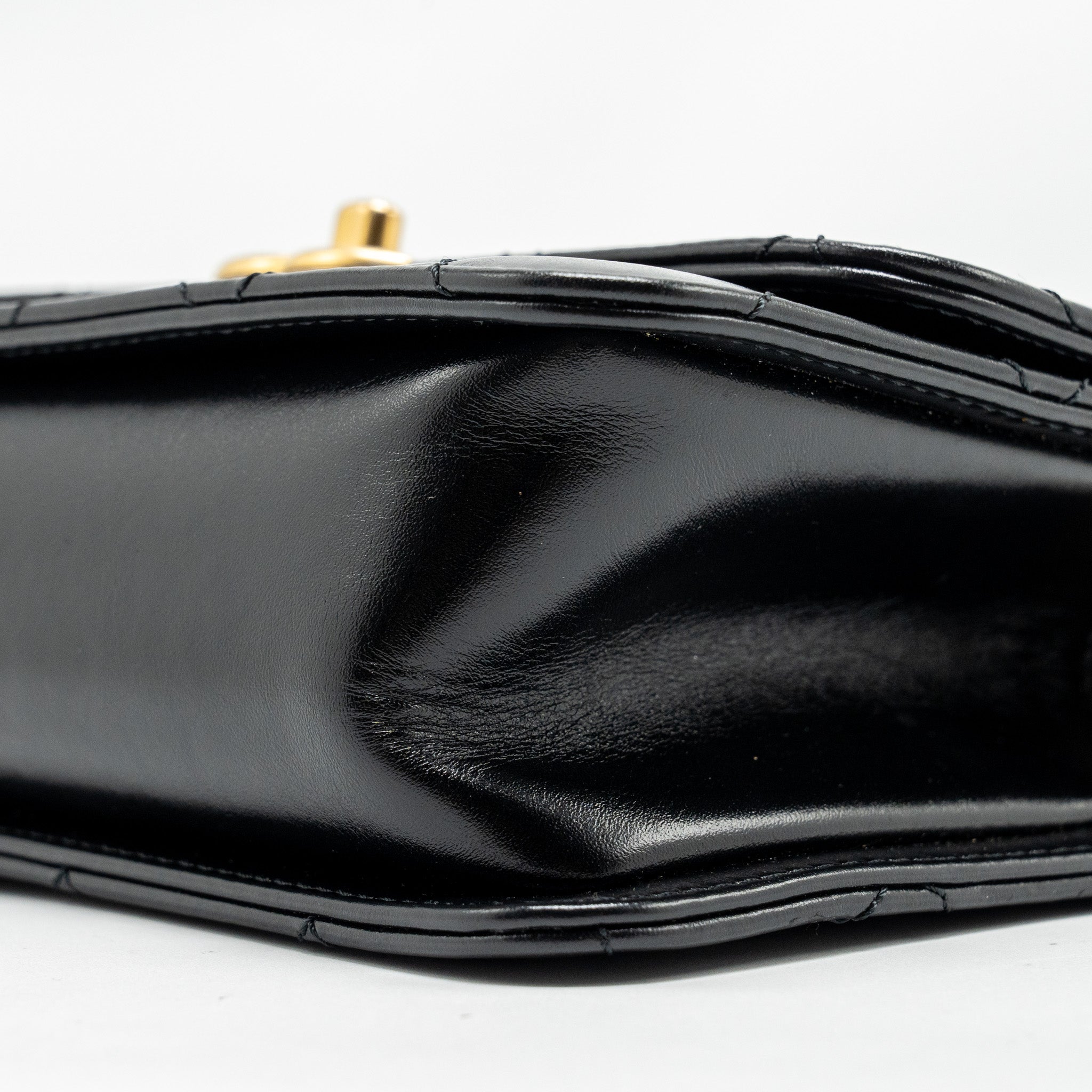 Chanel gold crush mini flap bag calfskin black  (microchip)