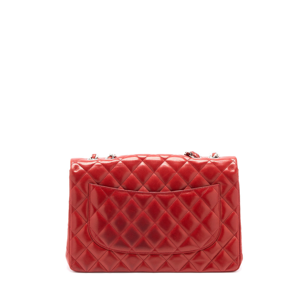 Chanel Classic Jumbo Single Flap Bag Lambskin Red