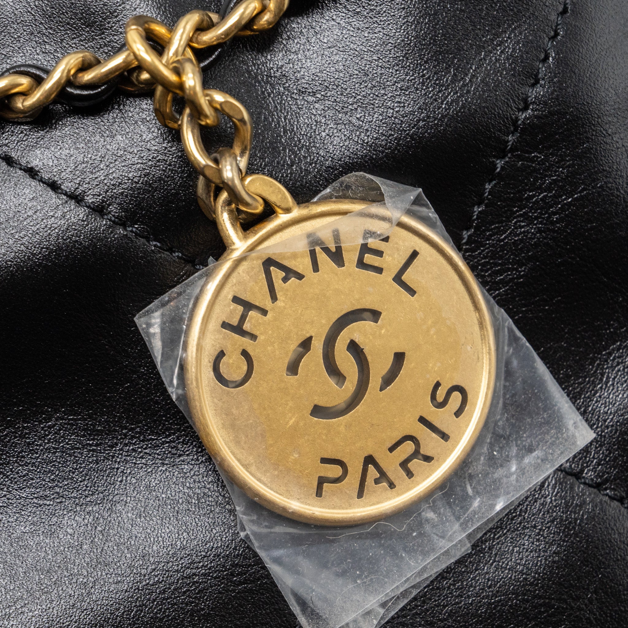 Chanel Mini 22 Bag Shiny Calfskin Black  (microchip)