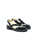 Chanel Size 38.5 Patent/Lambskin Black/White Loafer