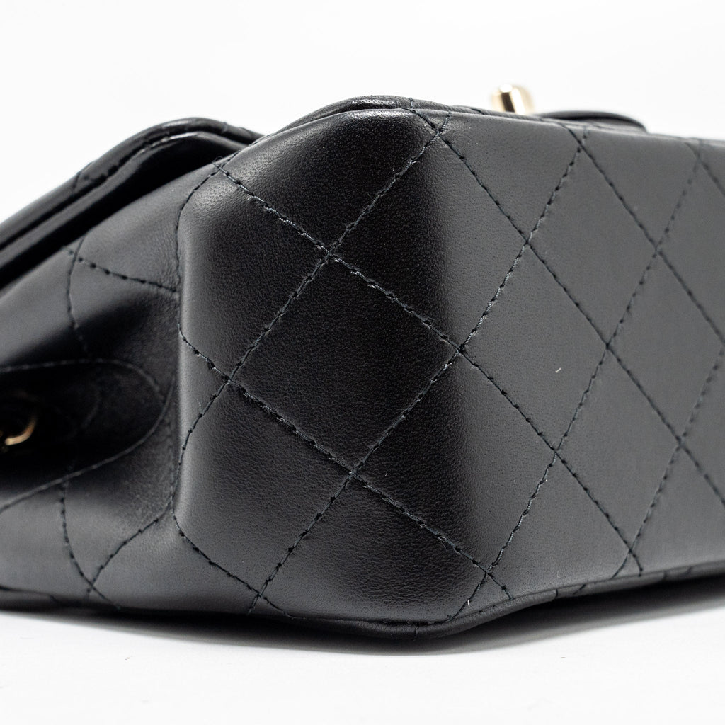 Chanel mini square flap bag lambskin black L (microchip)