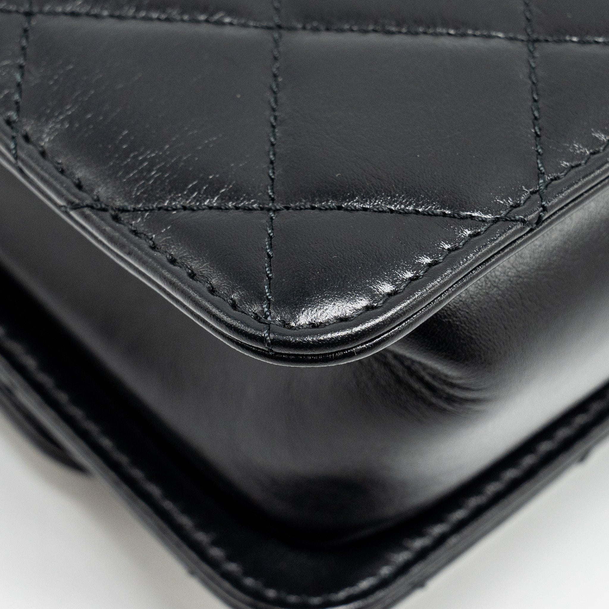 Chanel gold crush mini flap bag calfskin black  (microchip)
