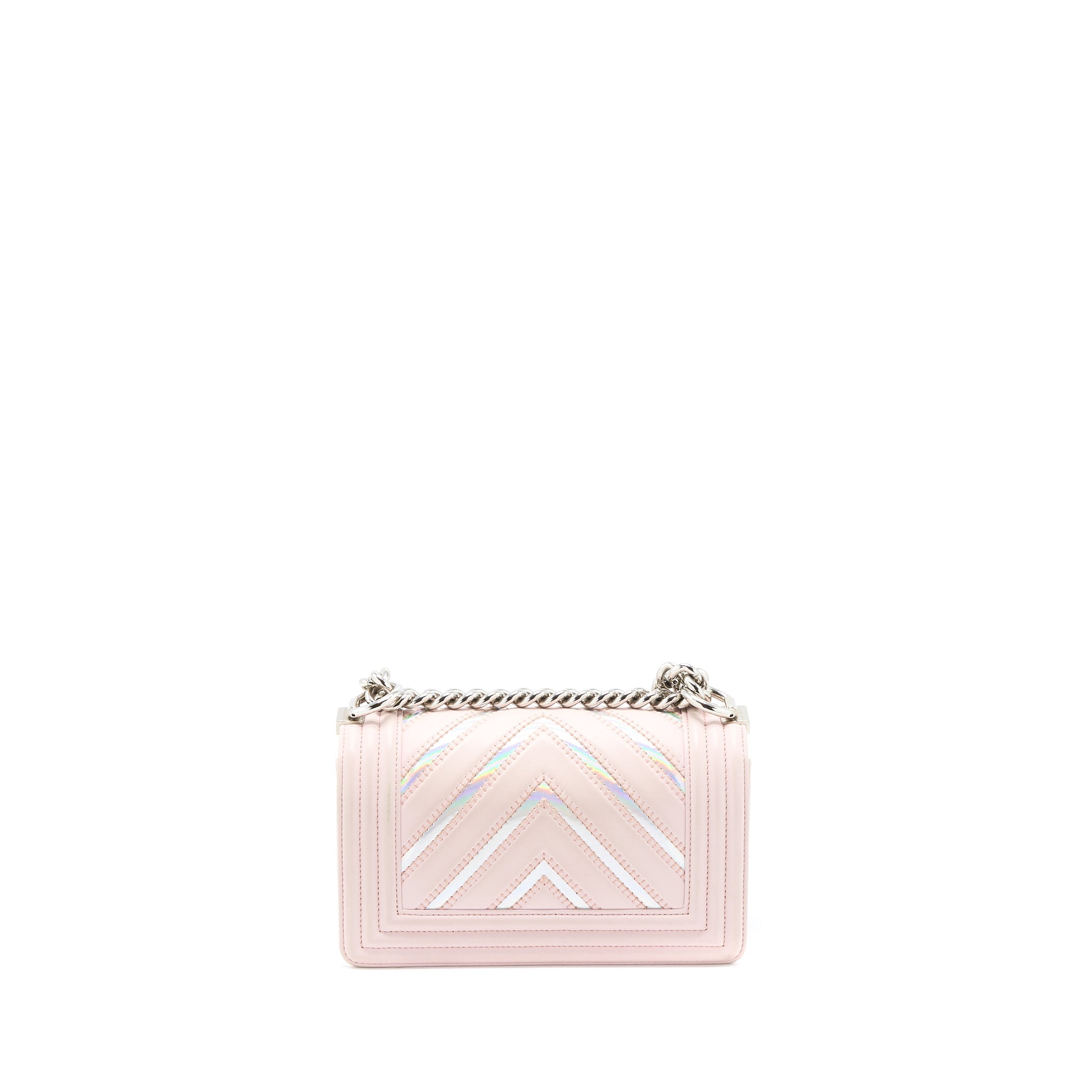 Chanel Chevron Small Boy Bag Limited Edition Lambskin Light Pink