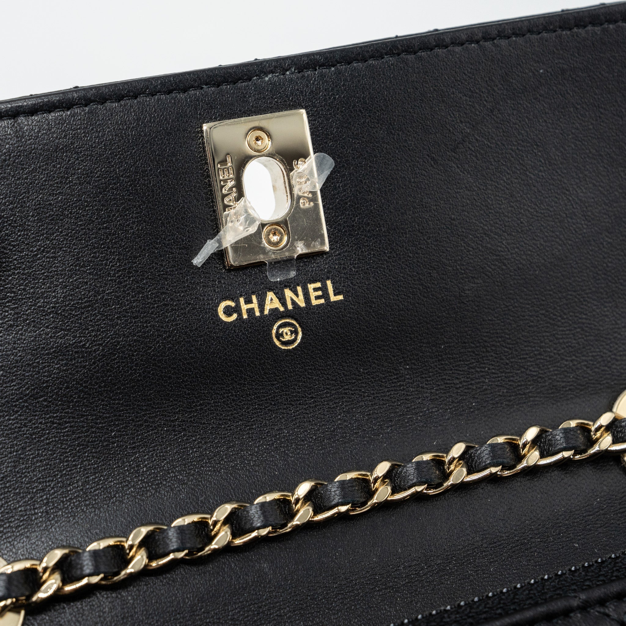 Chanel Mini Trendy CC Wallet On Chain Lambskin Black L (microchip)