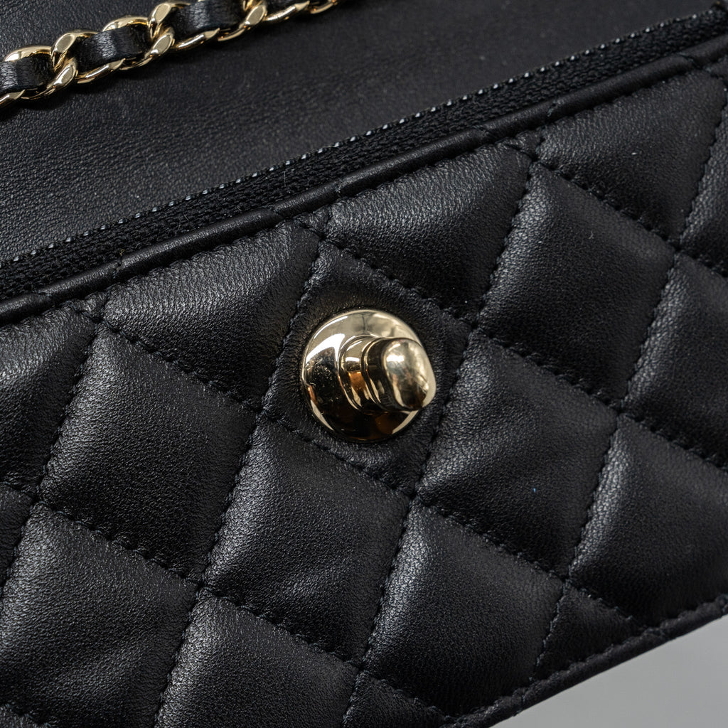 Chanel Mini Trendy CC Wallet On Chain Lambskin Black L (microchip)