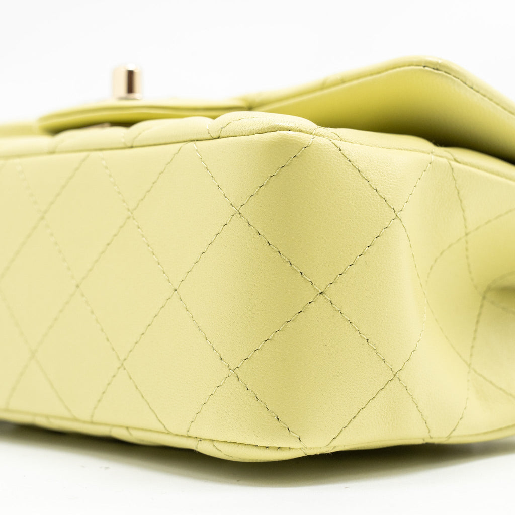 Chanel Mini Rectangular Flap Bag Lambskin Pistachio L (Microchip)