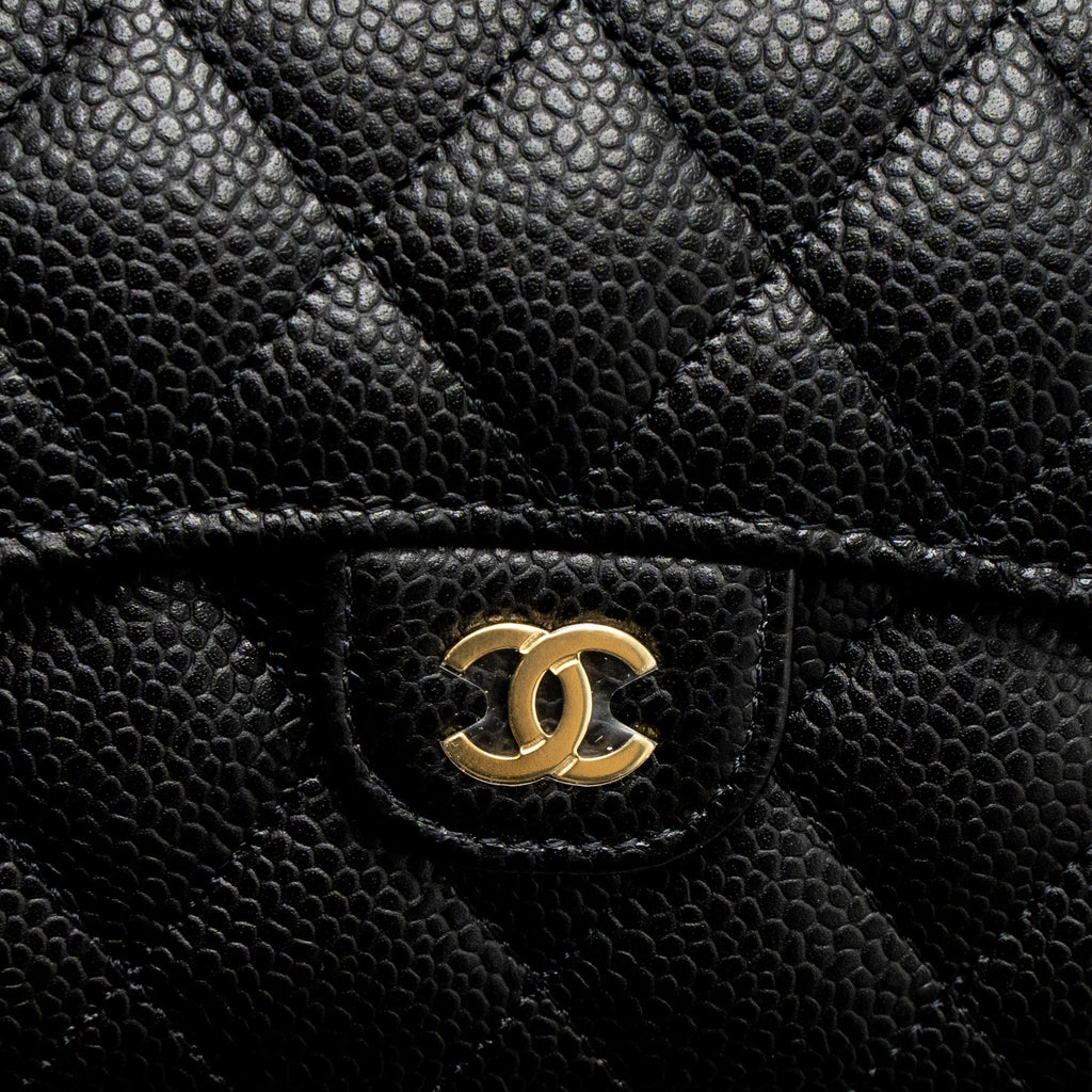 Chanel Classic Compact Wallet Caviar Black L (Microchip)