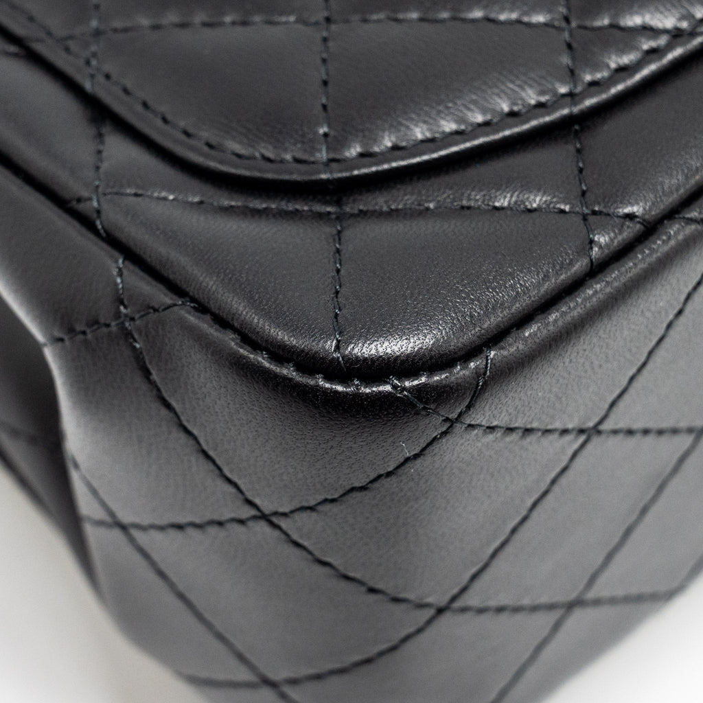 Chanel mini square flap bag lambskin black L (microchip)