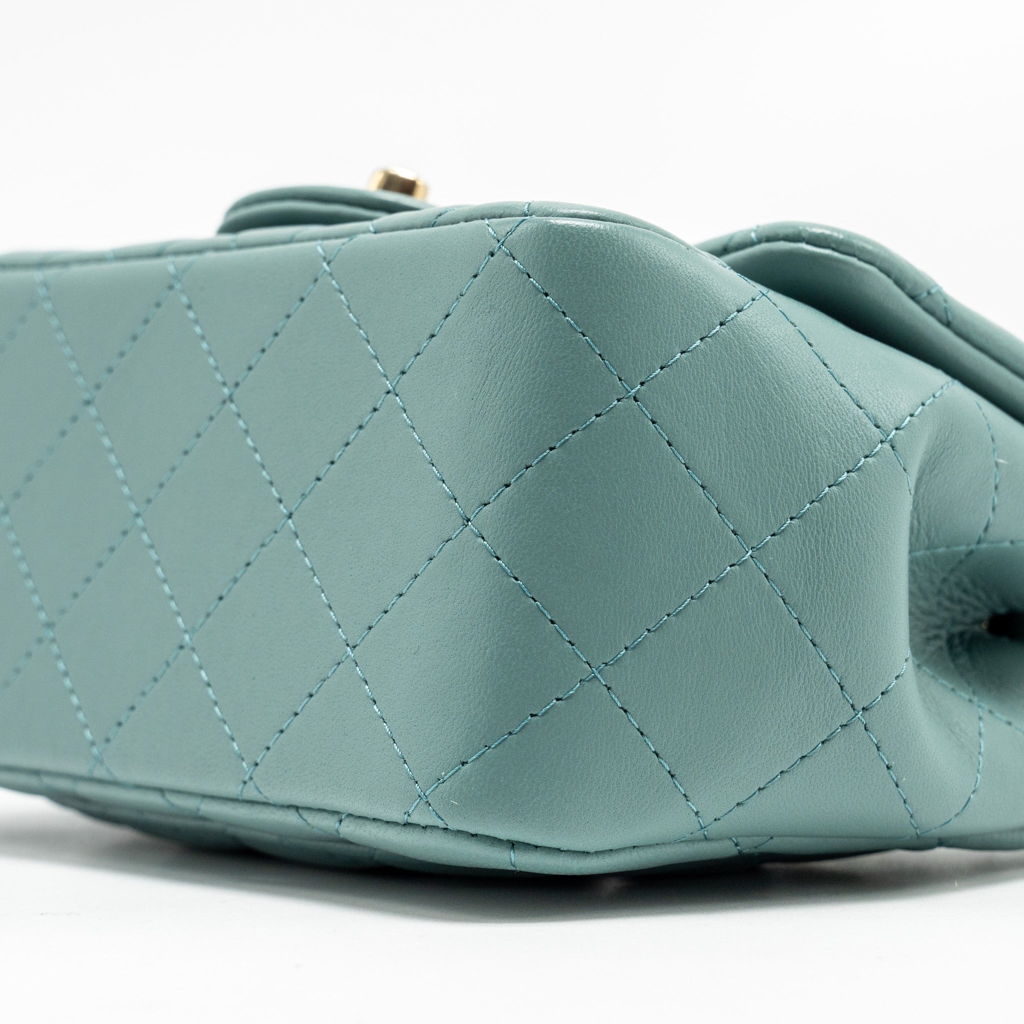 Chanel Mini Square Flap Bag Lambskin Green L (Microchip)