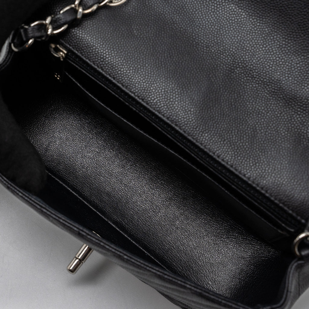 Chanel Mini Rectangular Flap Bag Chevron Caviar Black