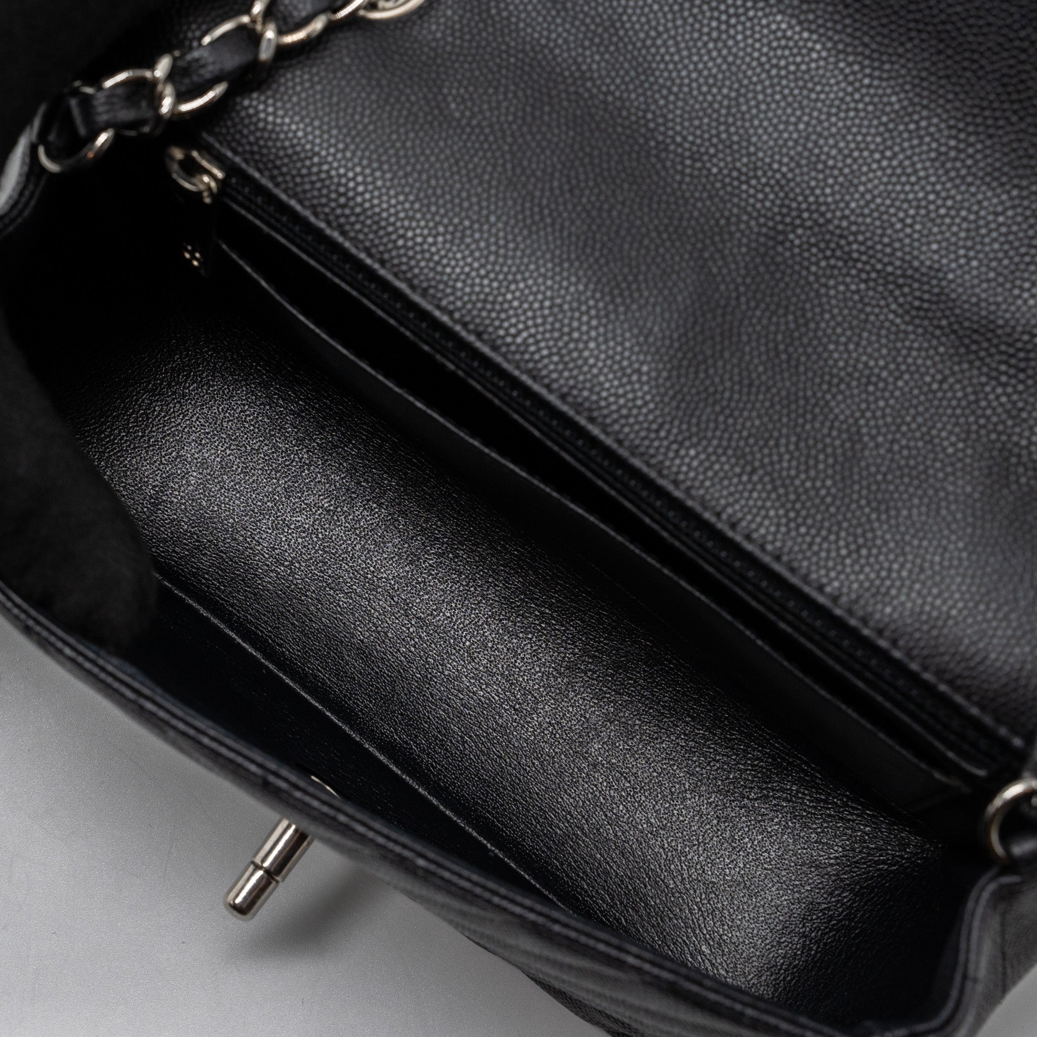 Chanel Mini Rectangular Flap Bag Chevron Caviar Black