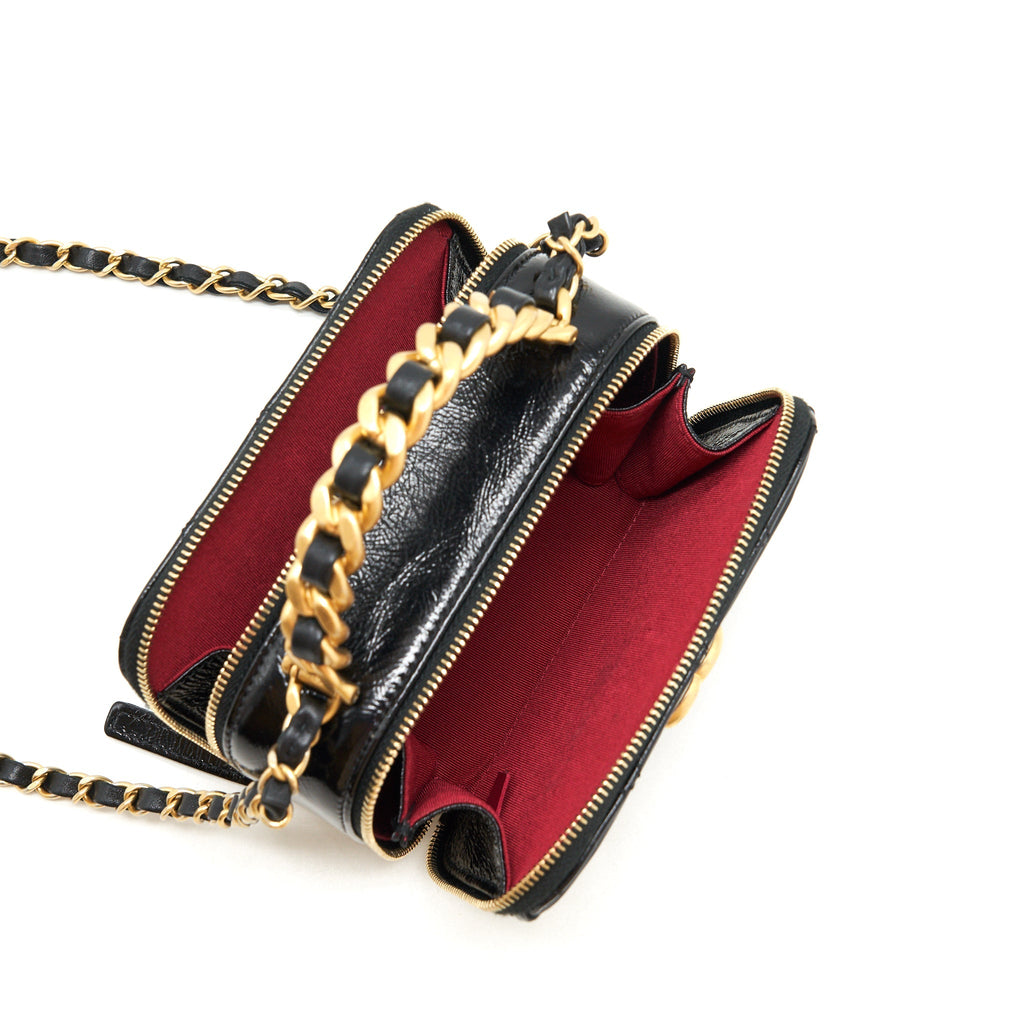Chanel Vanity Case Handle Crossbody Bag Calfskin Black