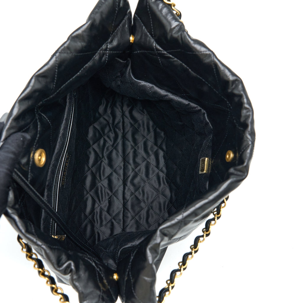Chanel Medium 22 Bag Shiny Calfskin Black  (Microchip)