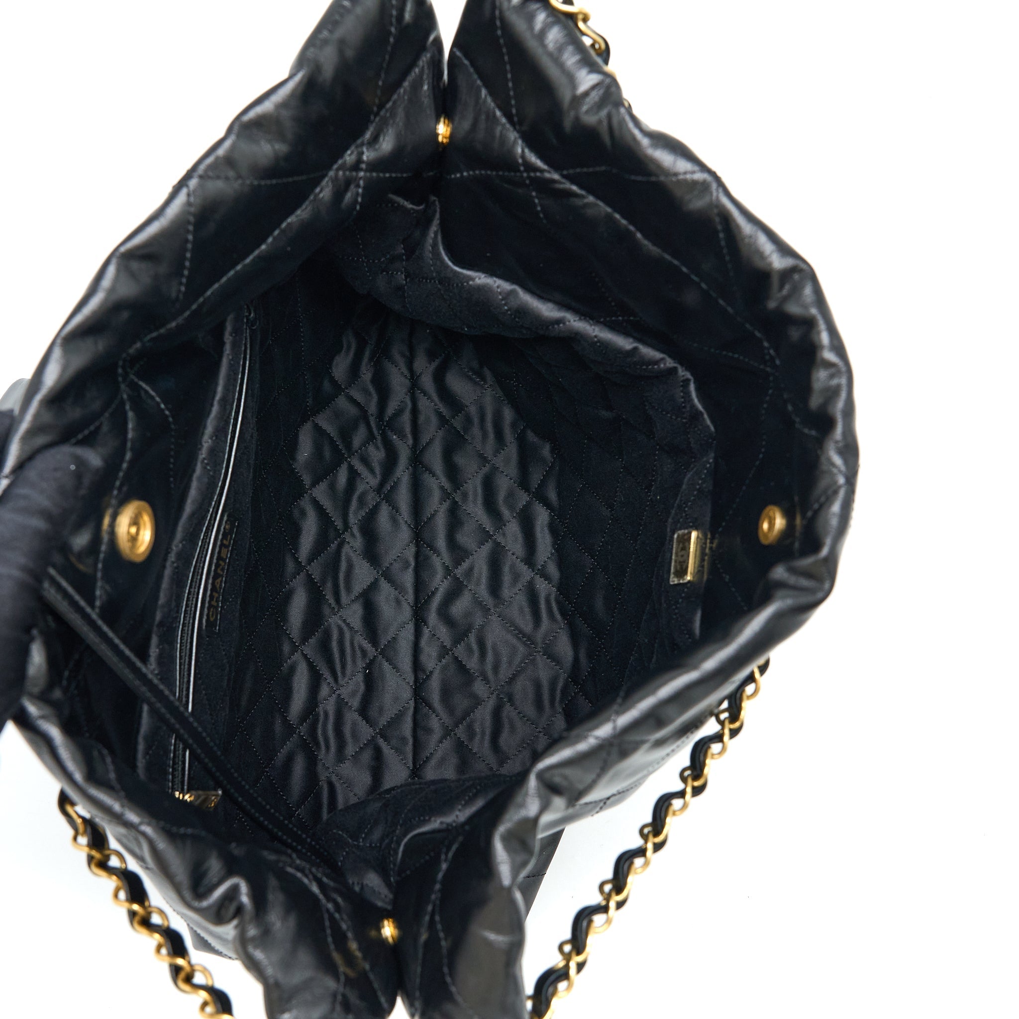 Chanel Medium 22 Bag Shiny Calfskin Black  (Microchip)