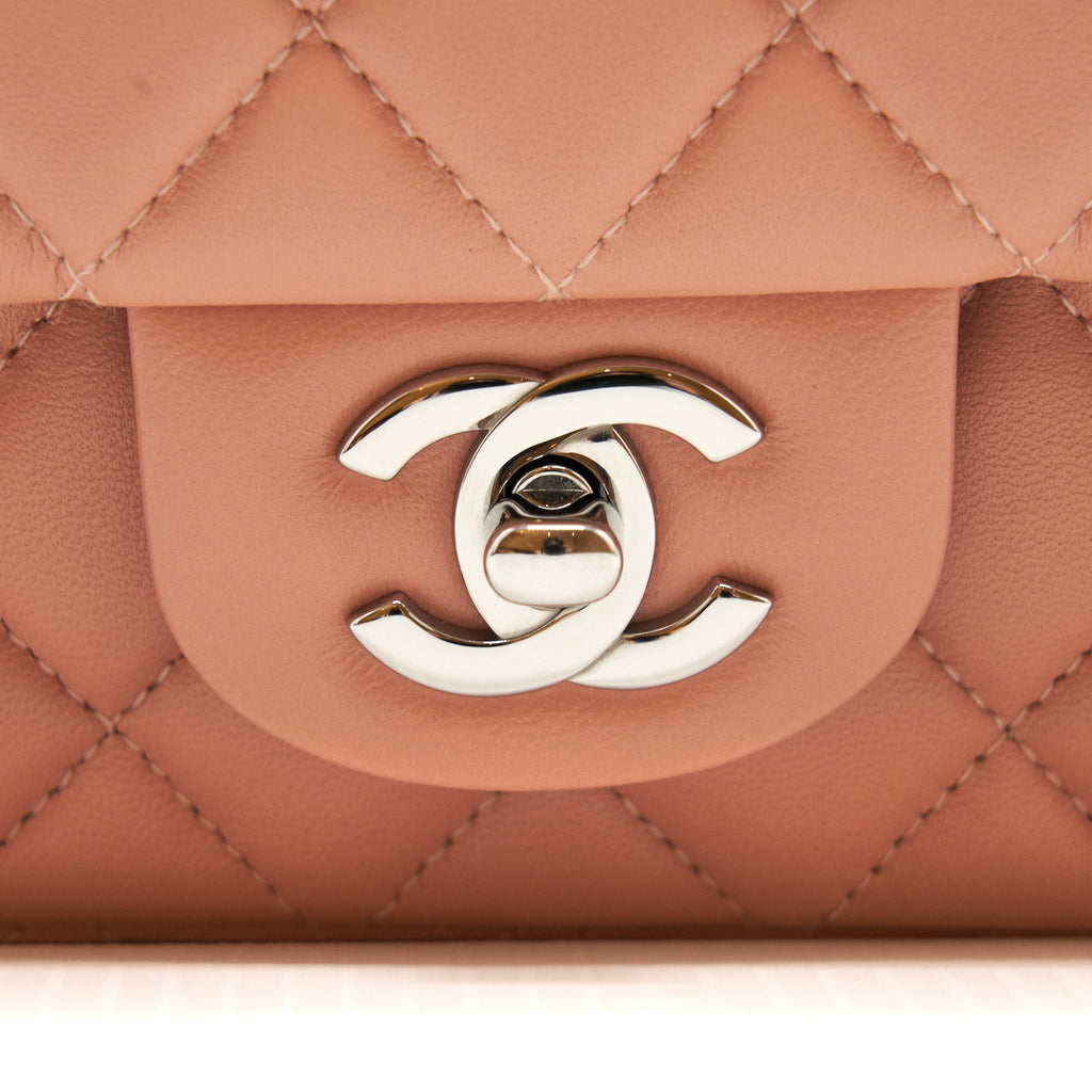 Chanel Mini rectangular Flap bag Lambskin pink