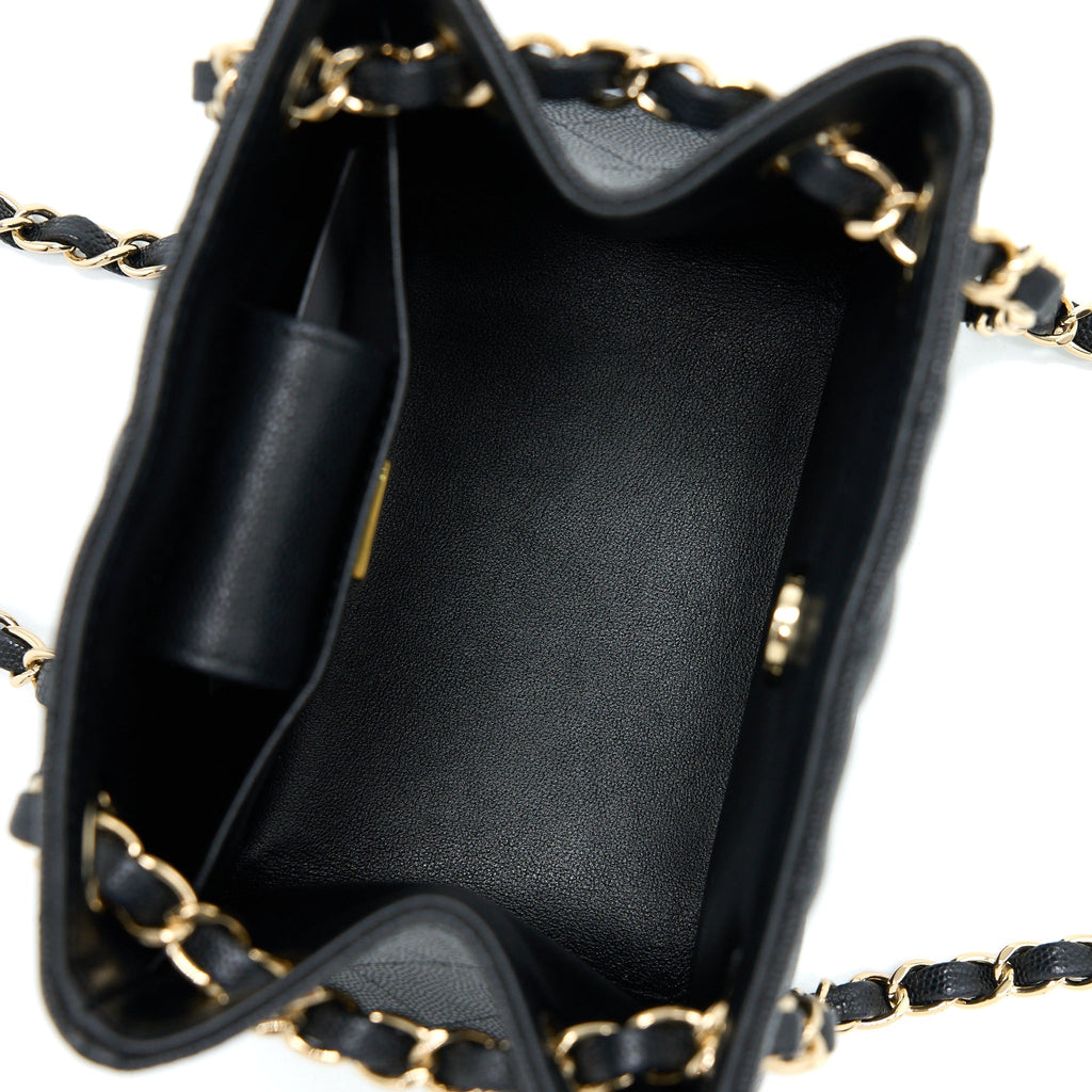 Chanel 22S Mini Bucket Bag Caviar Black L (Microchip)