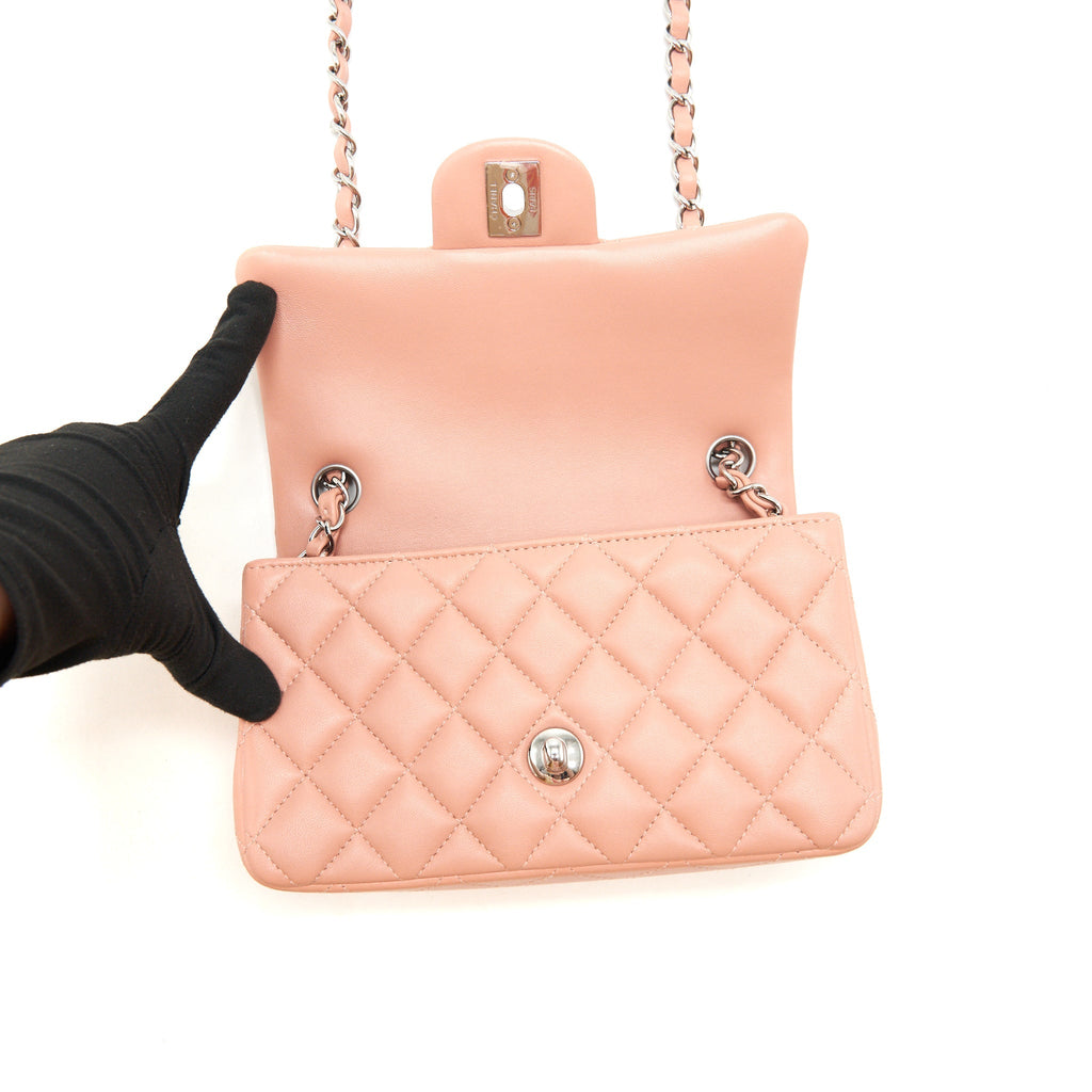 Chanel Mini rectangular Flap bag Lambskin pink