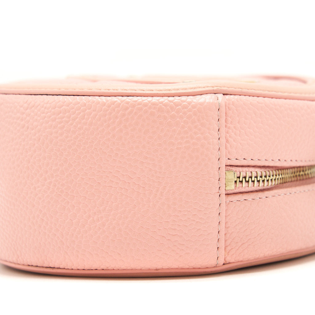 Chanel mini Round Vanity with chain caviar pink