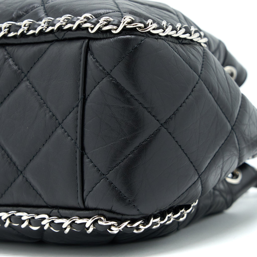Chanel 20S Drawstring Bucket Bag Aged Calfskin Black
