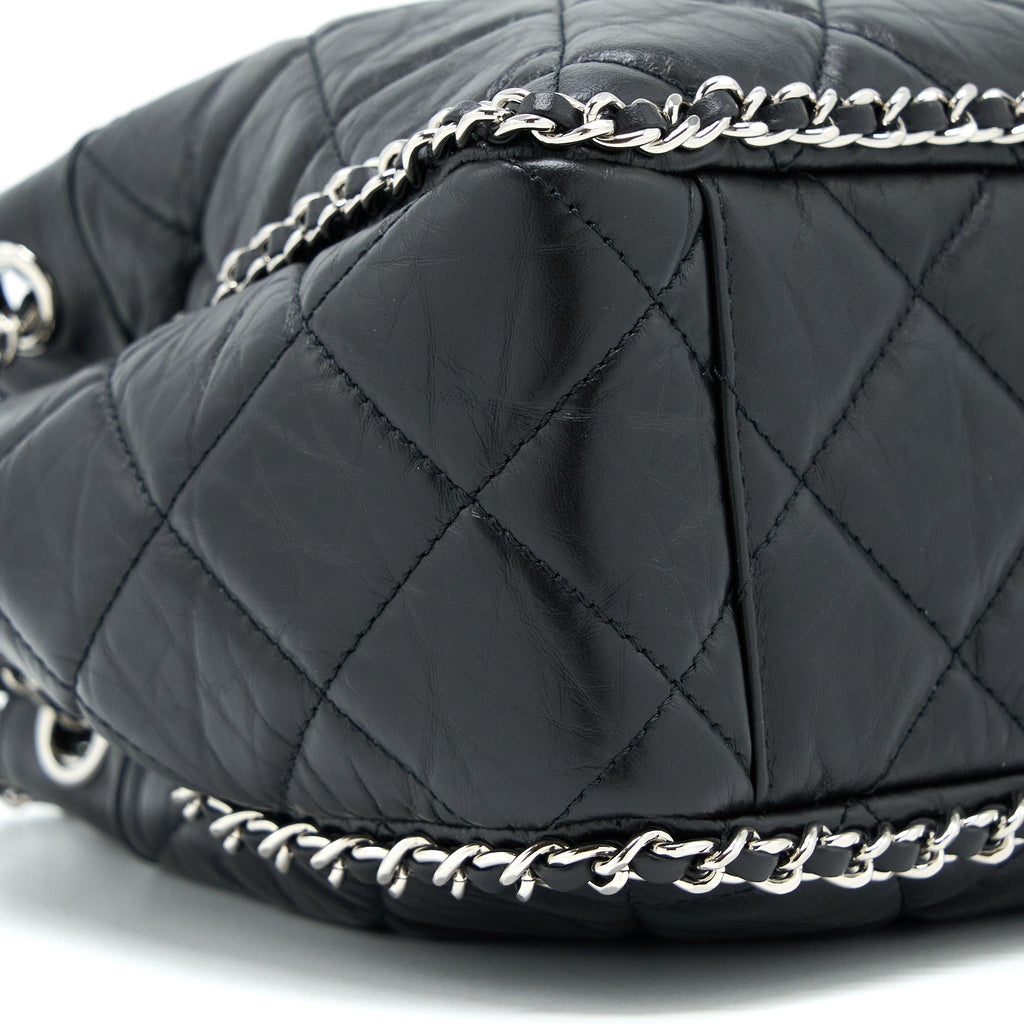 Chanel 20S Drawstring Bucket Bag Aged Calfskin Black
