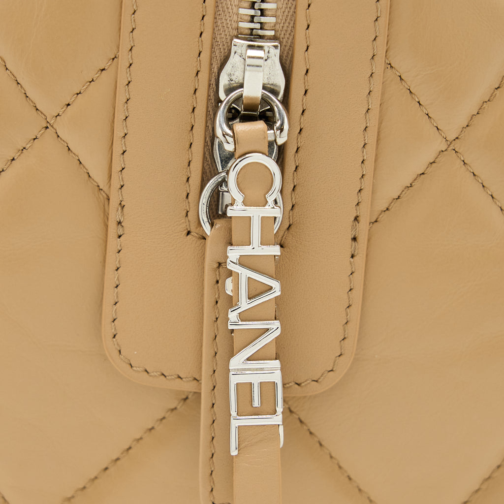 Chanel Bowling Bag Aged Calfskin Beige