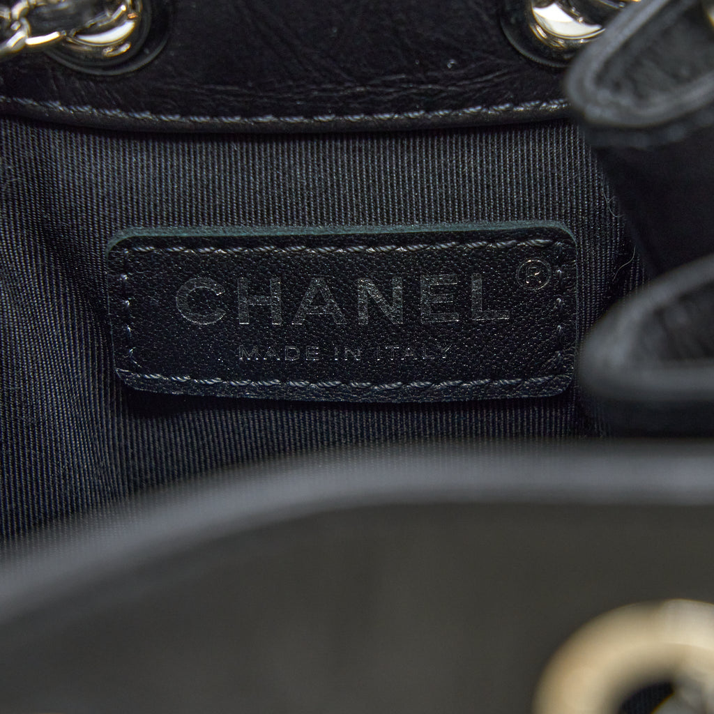 Chanel 20S Drawstring Bucket Bag Aged Calfskin Black