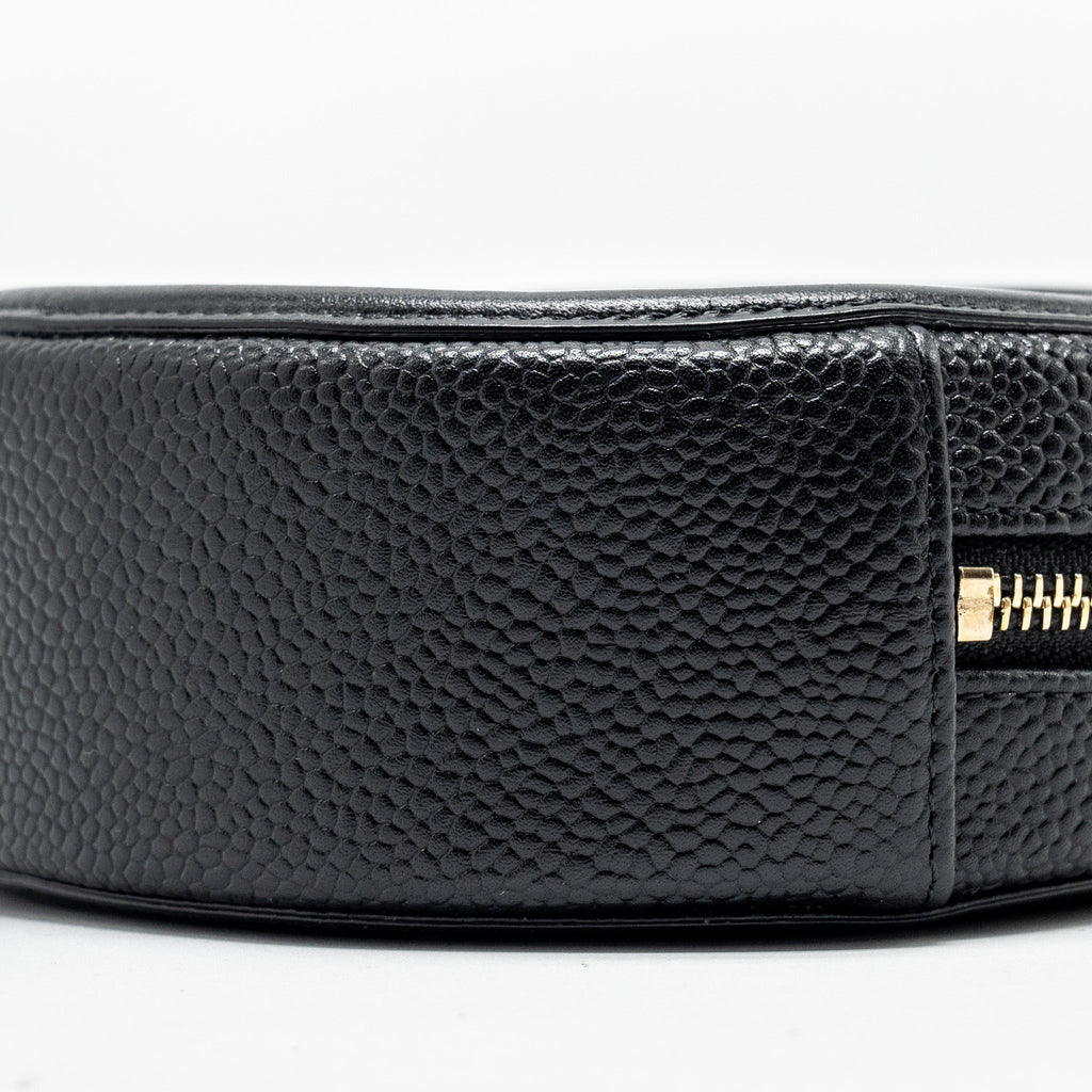 Chanel CC Filigree Quilted Round Crossbody Bag Caviar Black