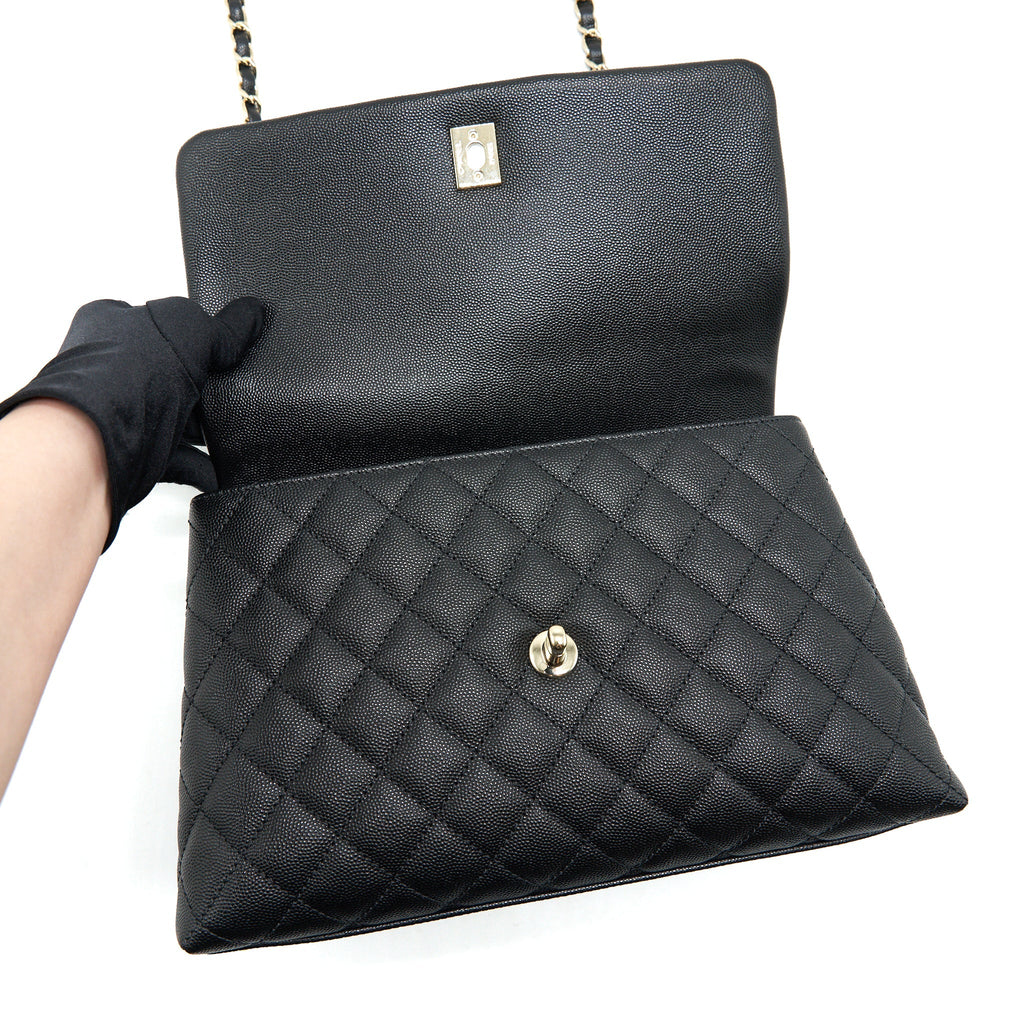Chanel Medium Coco Handle Caviar Black L