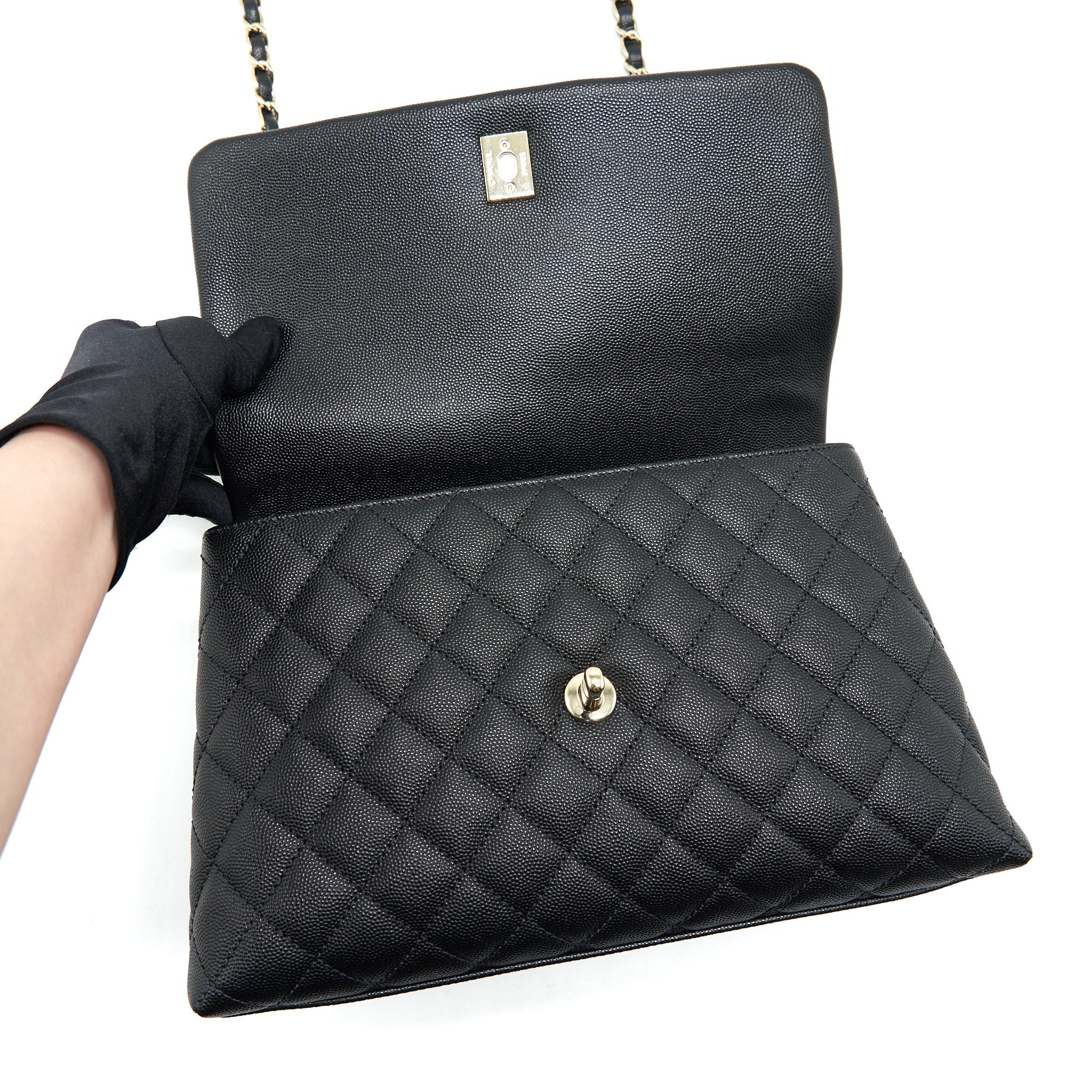 Chanel Medium Coco Handle Caviar Black L