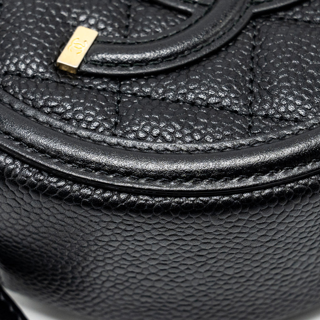 Chanel CC Filigree Quilted Round Crossbody Bag Caviar Black