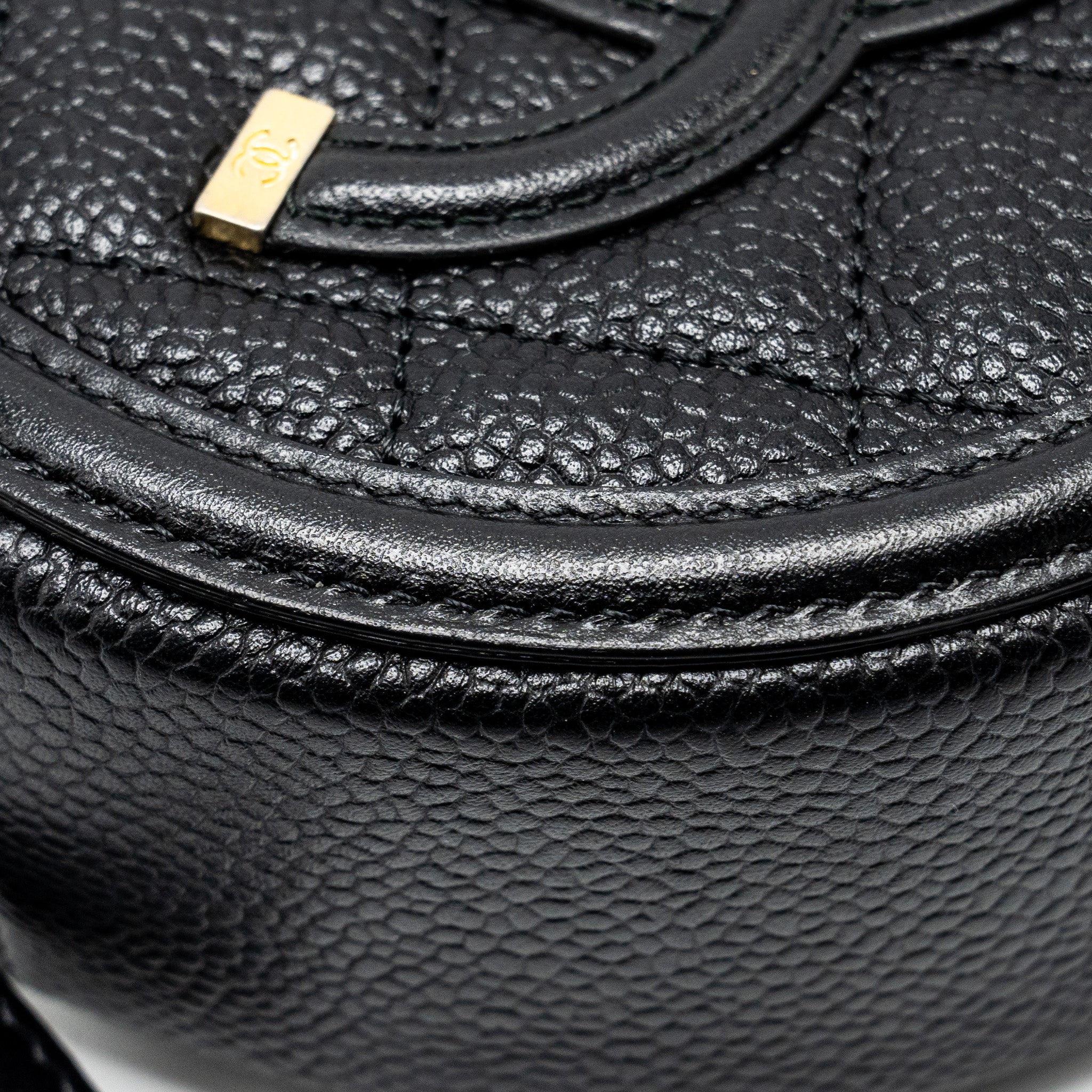 Chanel CC Filigree Quilted Round Crossbody Bag Caviar Black
