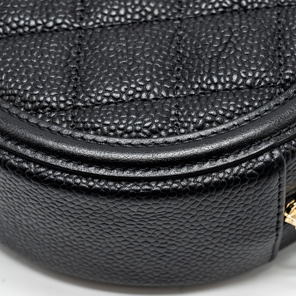 Chanel CC Filigree Quilted Round Crossbody Bag Caviar Black