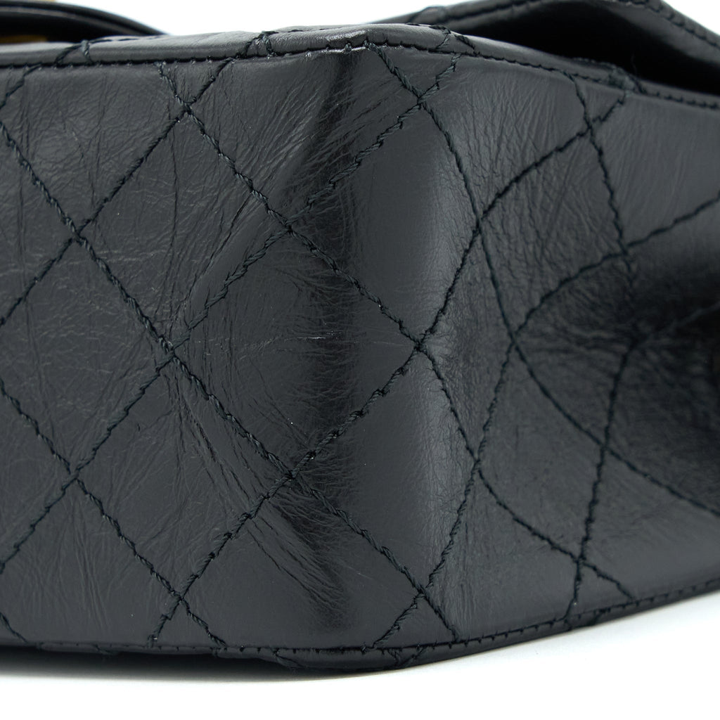 Chanel Mini Reissue 2.55 Flap Bag Aged Calfskin Black Brushed  (Microchip)